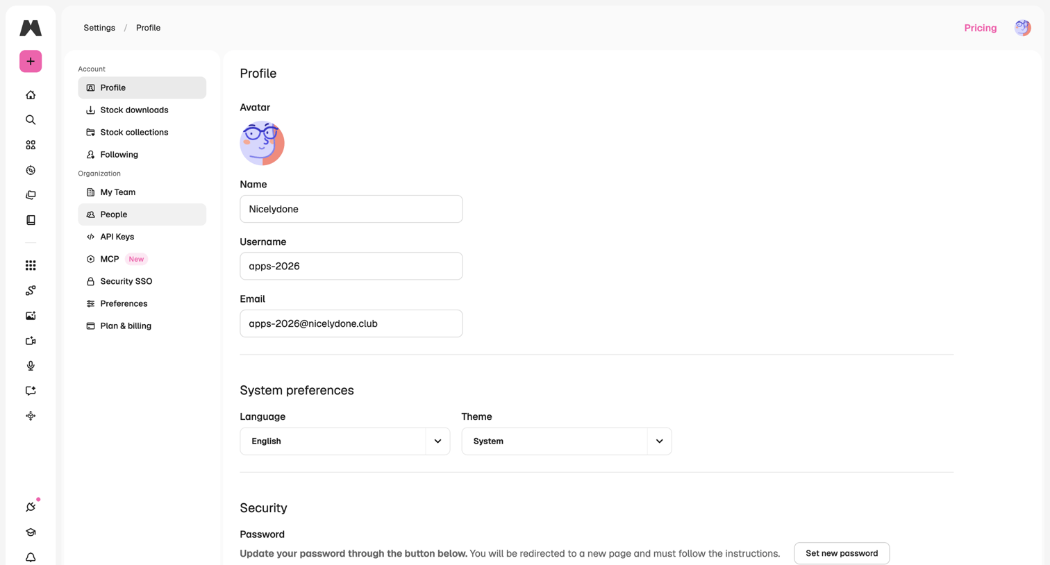 Magnific - Profile details | Magnific (formerly Freepik) screen