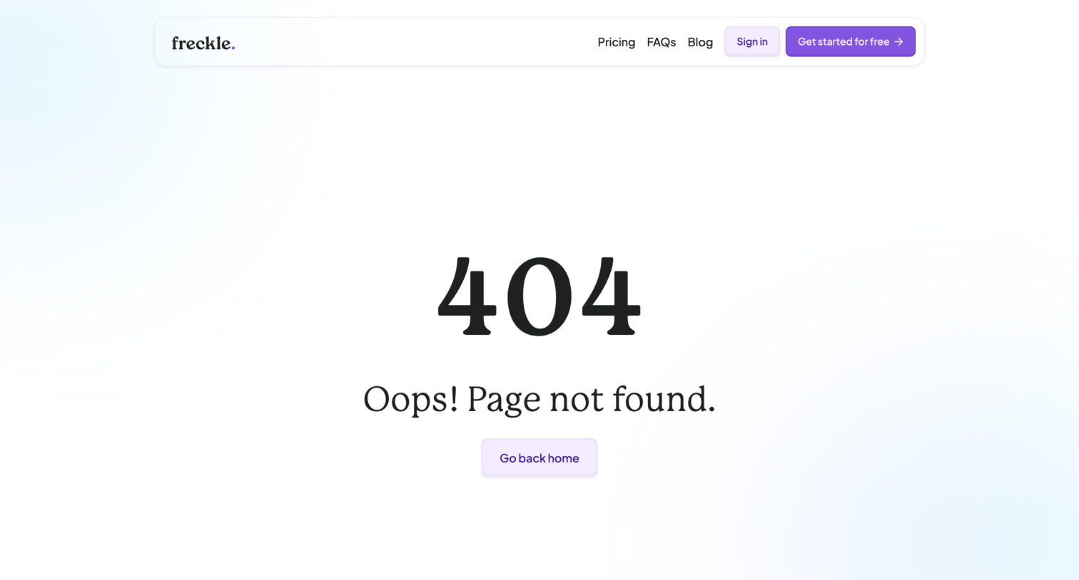 Freckle - Not Found - Techbit X - Webflow Ecommerce website template screen