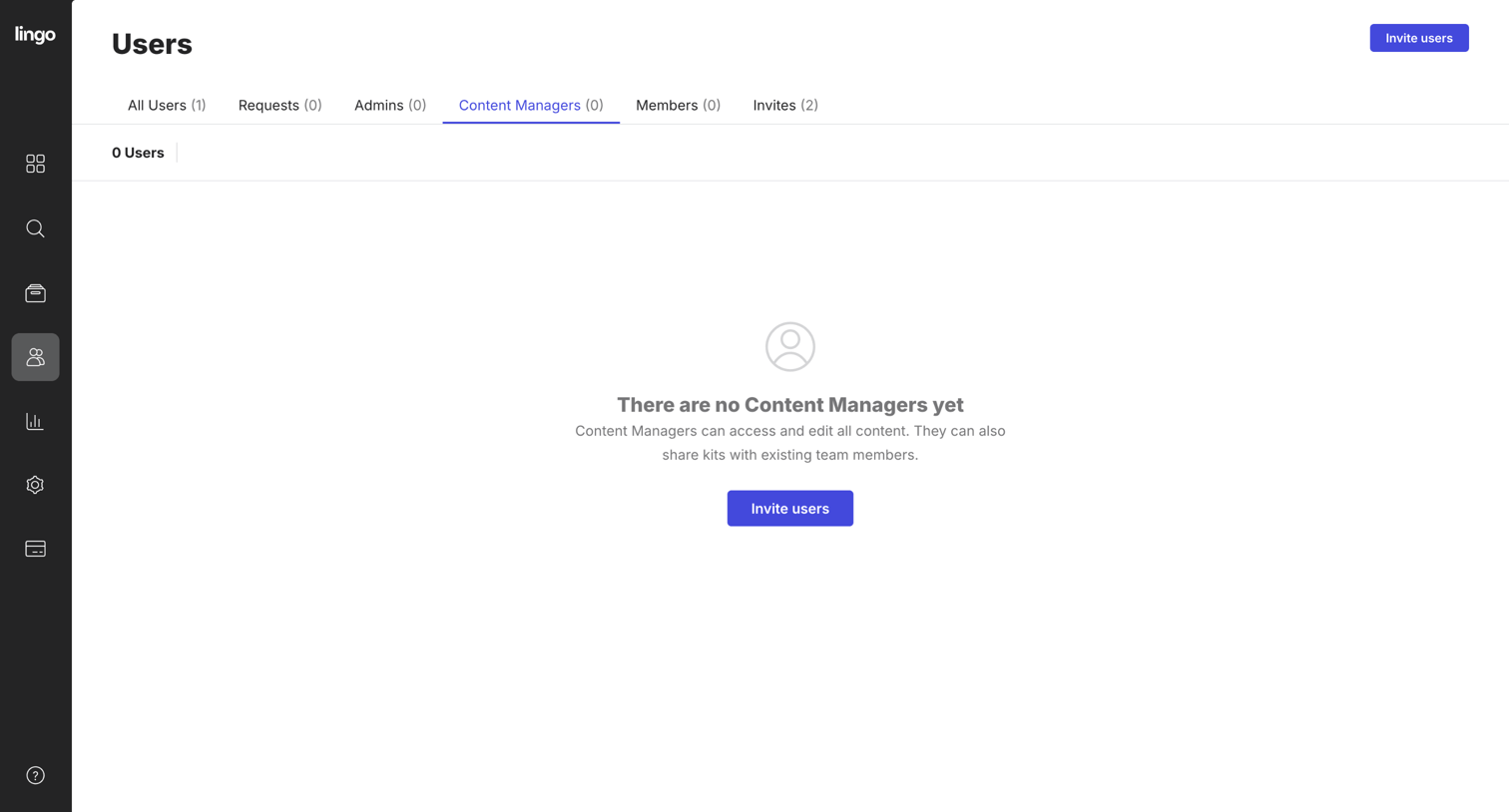 Lingo - nicelydone users screen