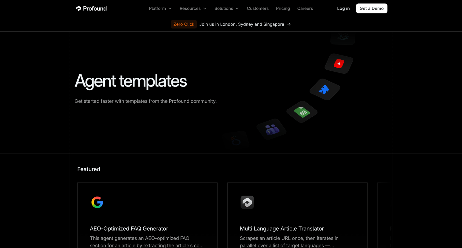 Tryprofound - Agent Templates | Profound screen
