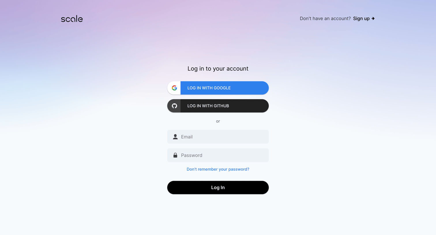 Scale - Login to your Scale Account - Scale screen