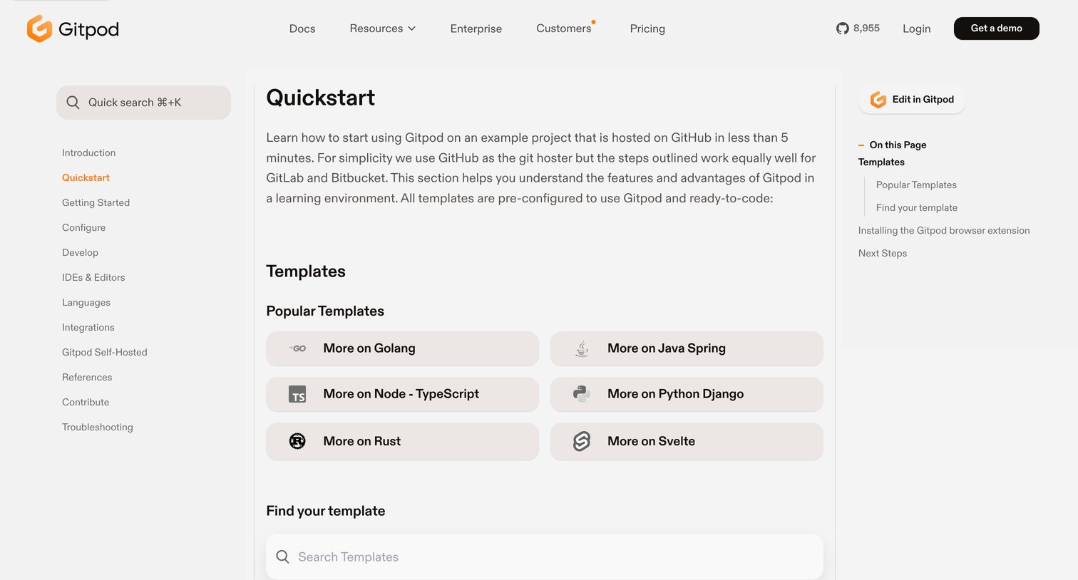 Quickstart -Gitpod from Gitpod