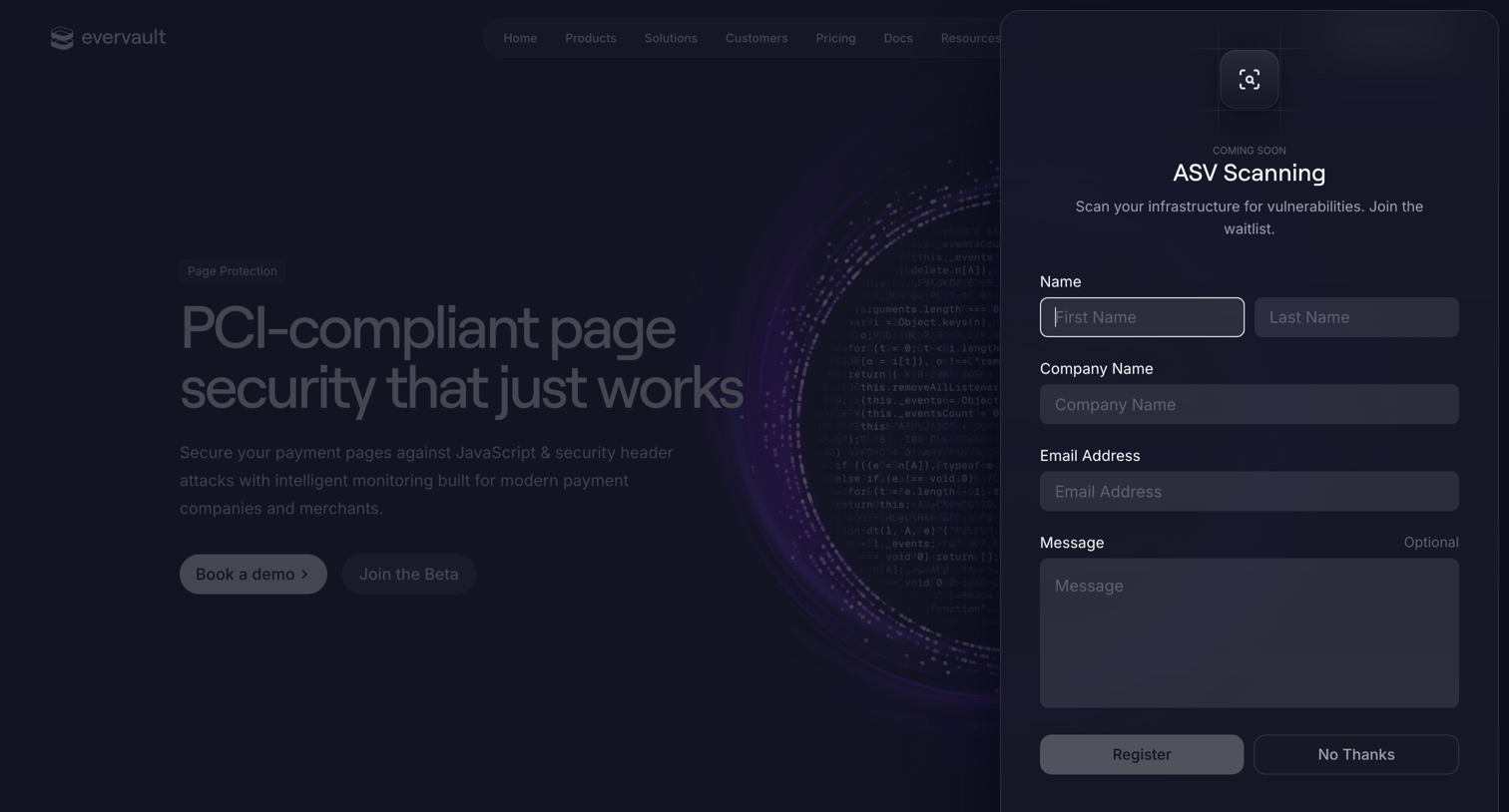 Evervault - Page Protection — Evervault screen