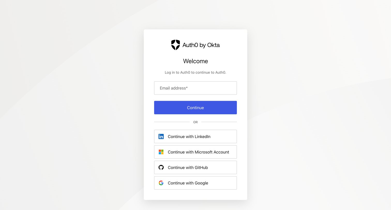 Auth0 - Log in | Auth0 screen