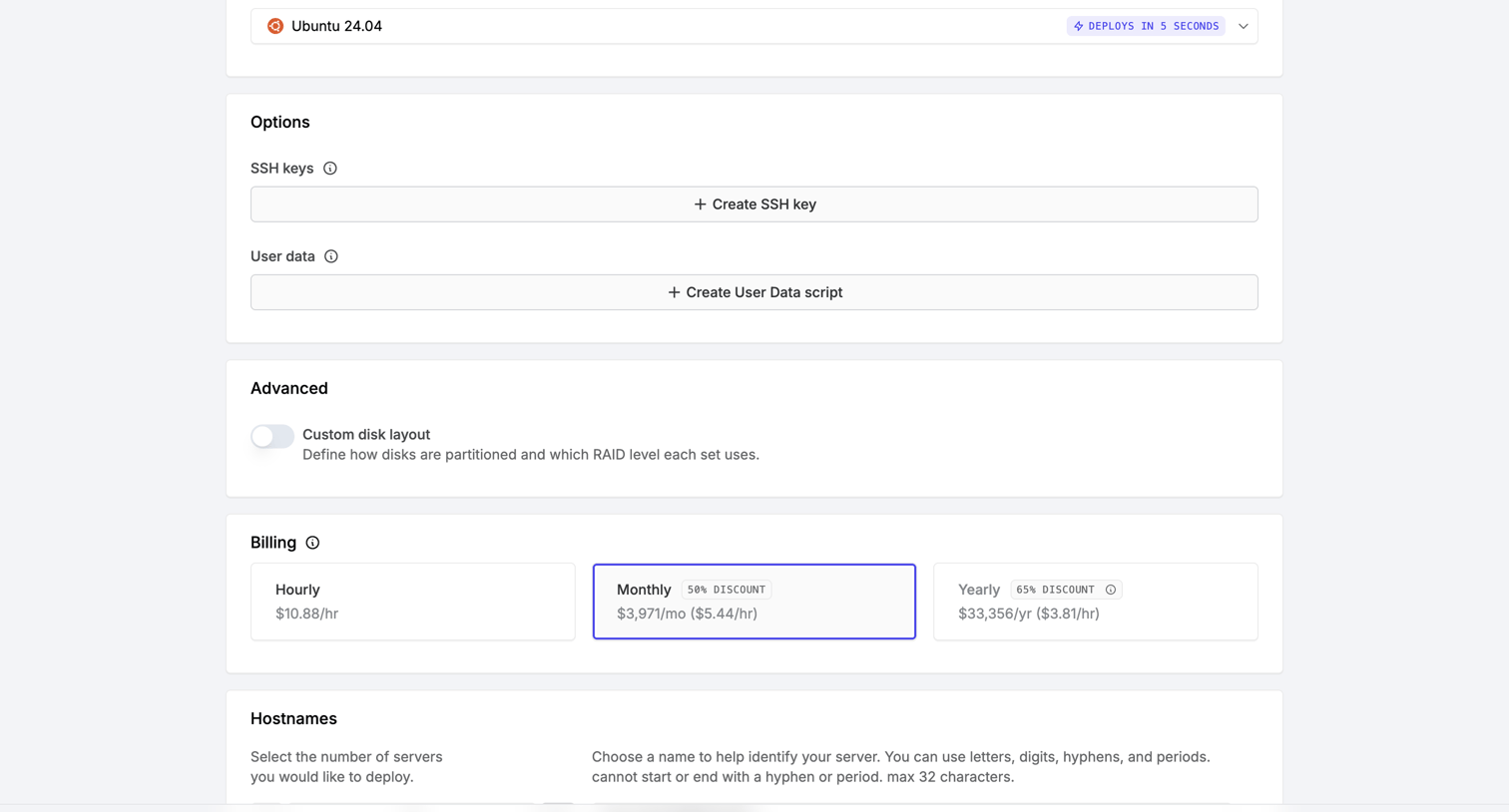 Latitude.sh - Create servers – Dashboard - Latitude.sh screen