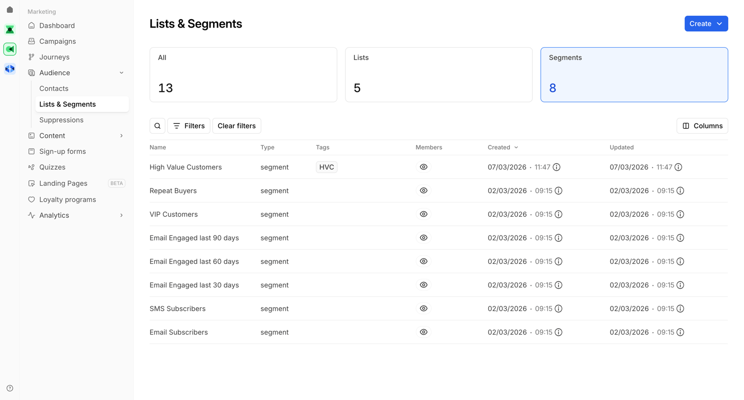 Lists & Segments | Bird from Bird