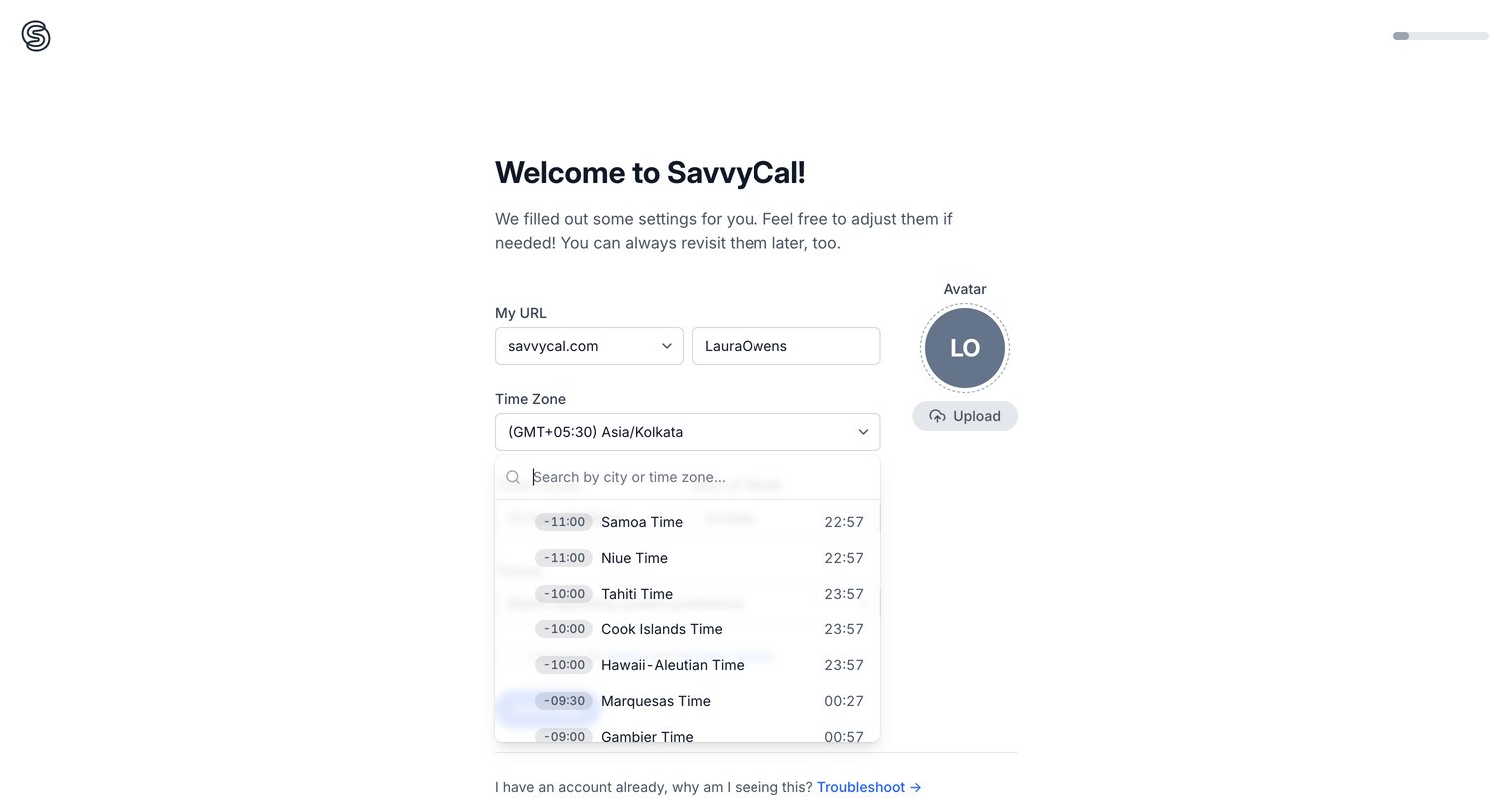 SavvyCal - Welcome to SavvyCal screen