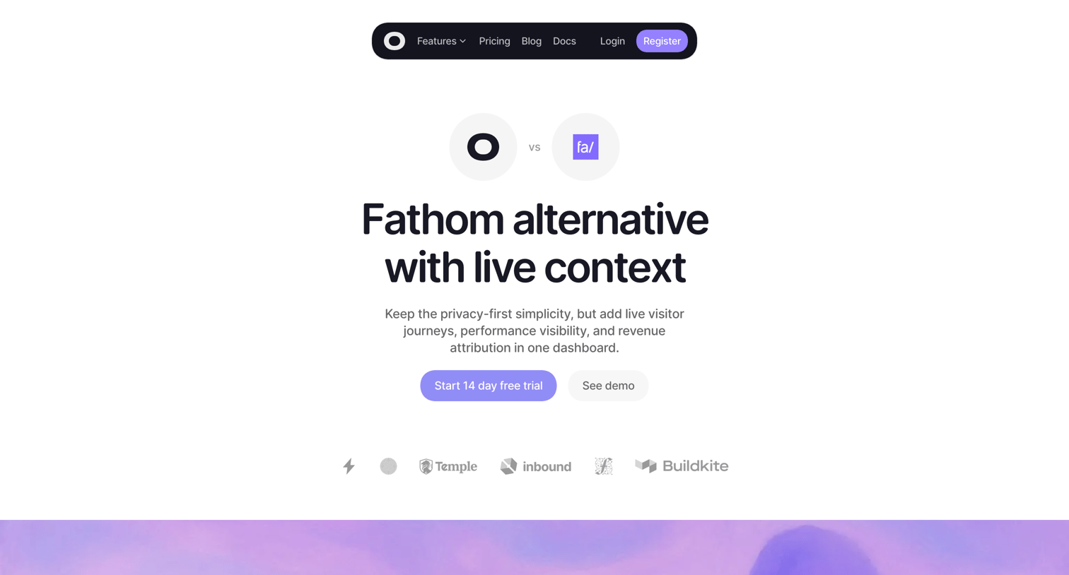 Visitors - Visitors vs Fathom - Visitors screen