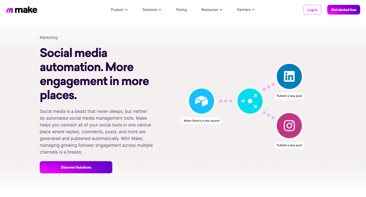 Make - Social Media Automation | More Engagement In More Places Make screen