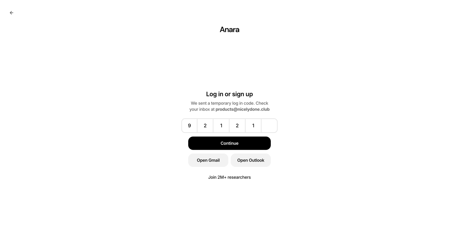 Anara - Anara | Login screen