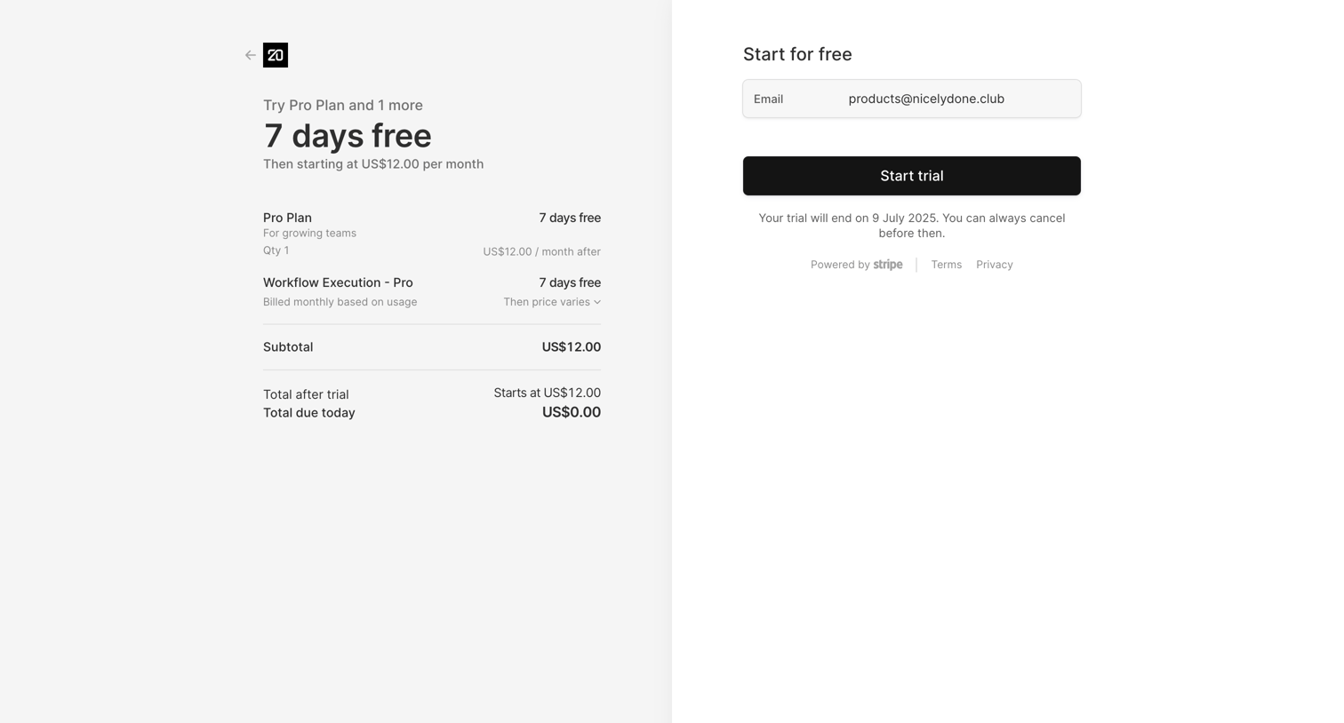 Twenty - Twenty.com screen
