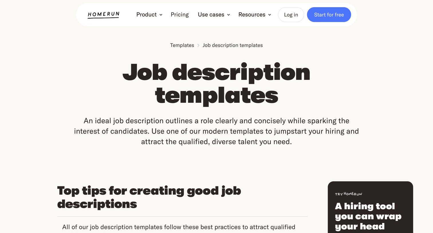 Homerun - Job Description Templates | Examples [100+ FREE] screen