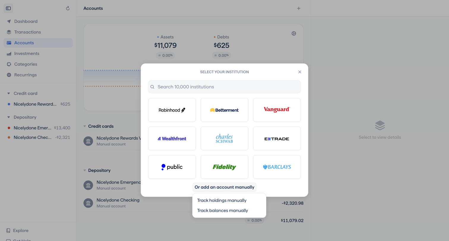 Copilot Money | Accounts from Copilot