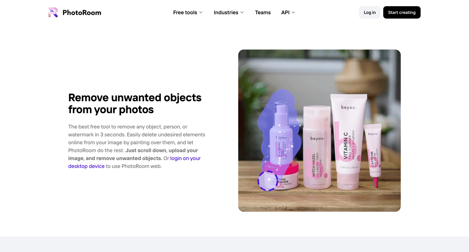 Photoroom - Remove unwanted objects or people from photos for free | PhotoRoom screen