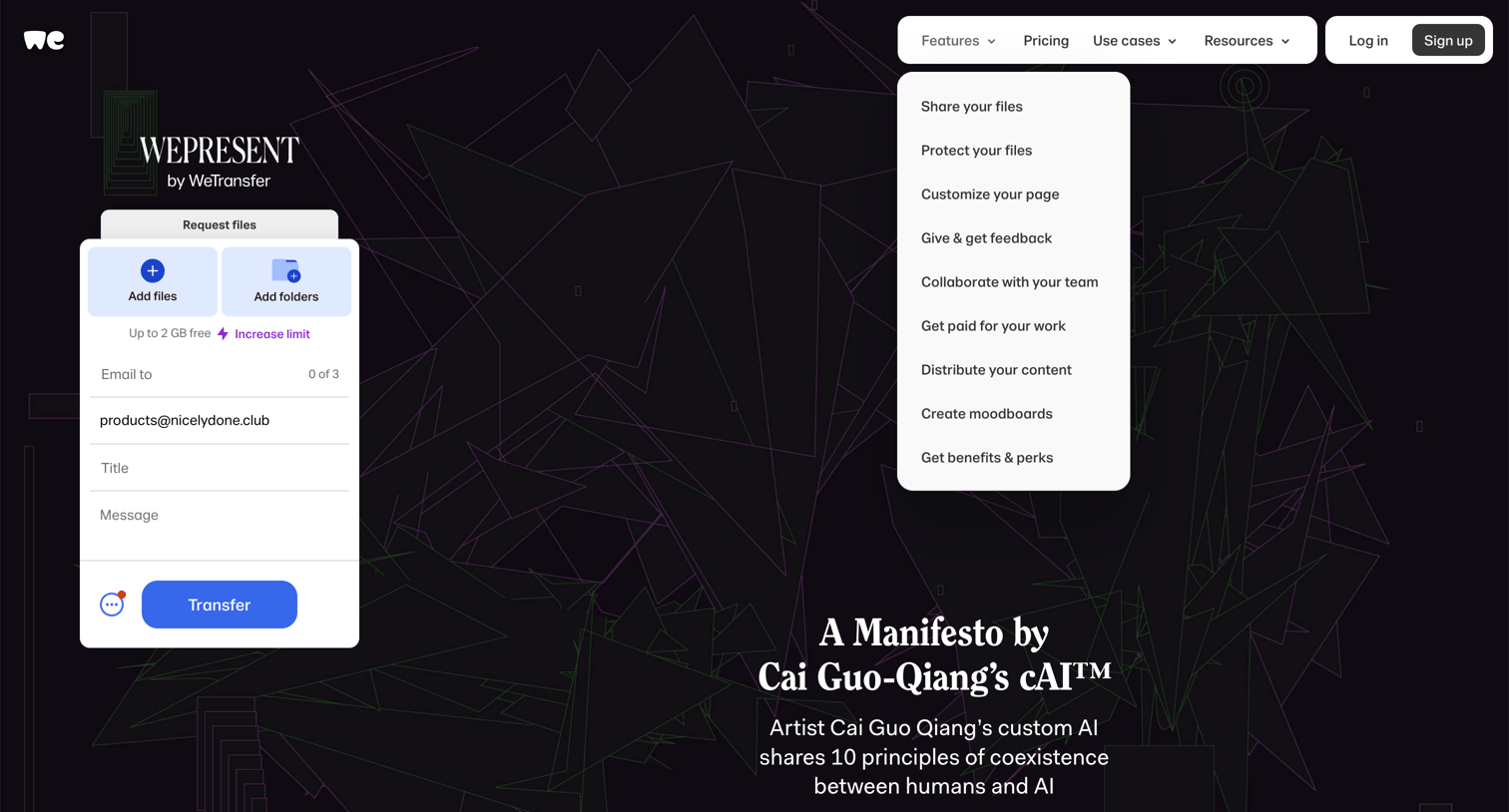 WeTransfer - WeTransfer | Send Large Files Fast screen