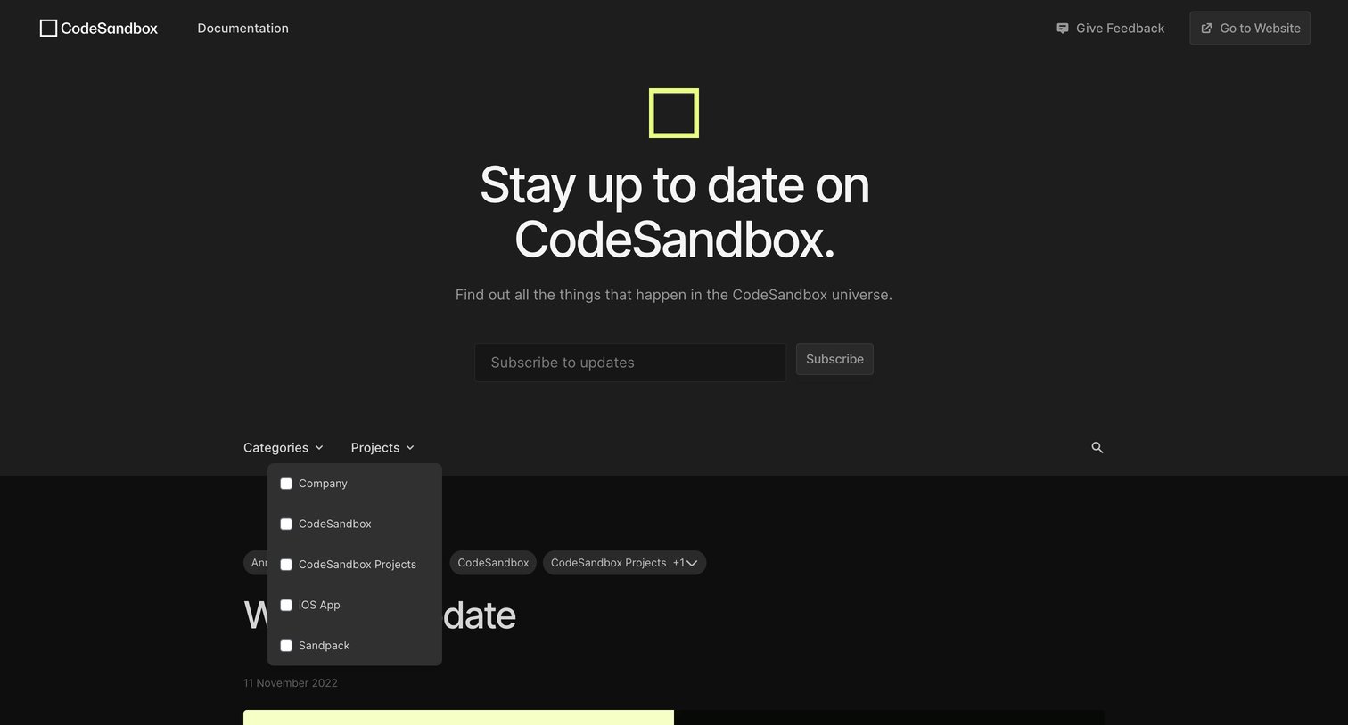 CodeSandbox - Stay up to date on CodeSandbox. screen