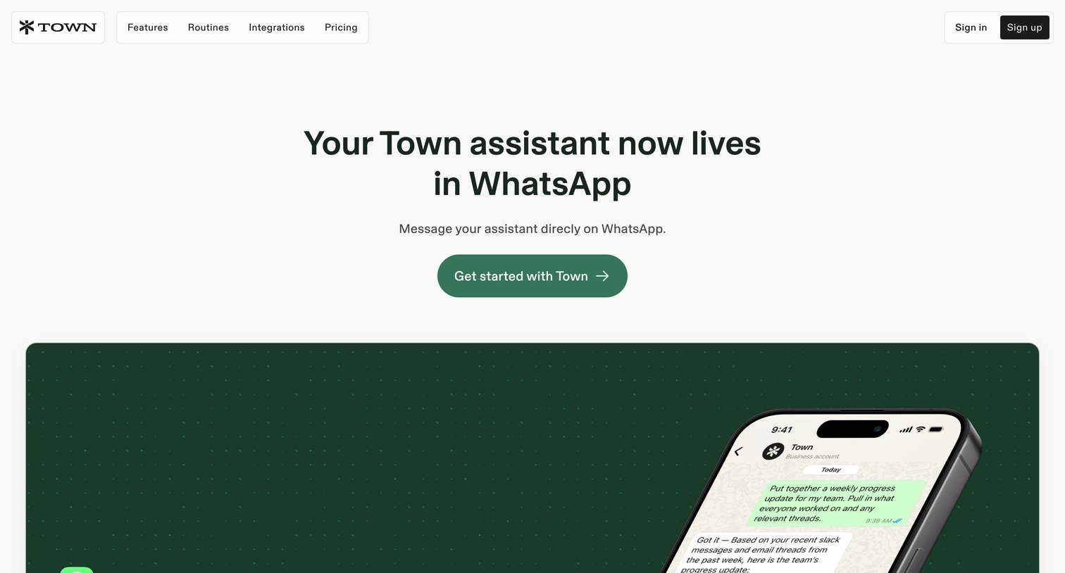 Town - Your Town assistant now lives in WhatsApp screen