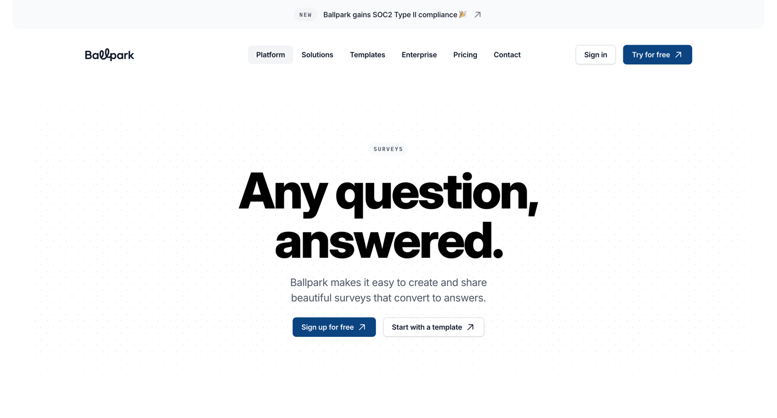 Ballpark - Surveys — a super simple survey builder — Ballpark screen