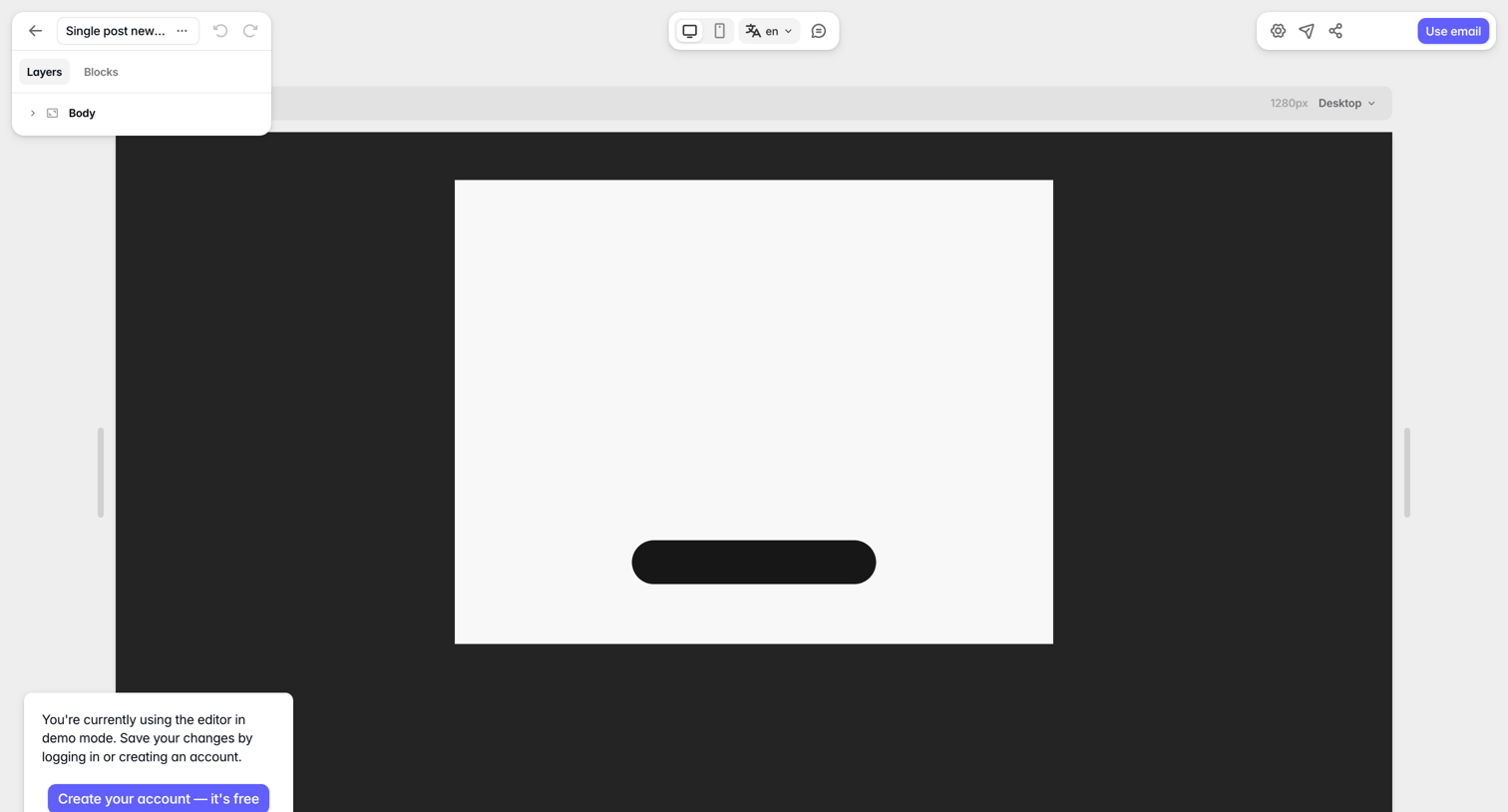 Tabular - Single post newsletter email template - Demo Editor — Tabular screen