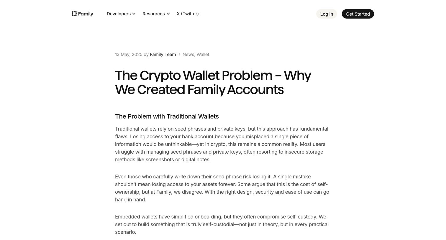 Family - The Crypto Wallet Problem – Why We Created Family Accounts | Family screen