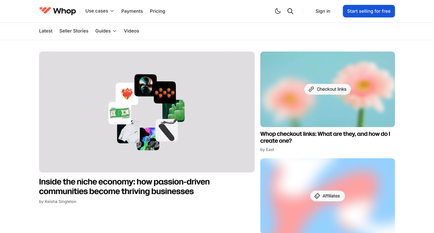Whop - Blog @ Whop screen
