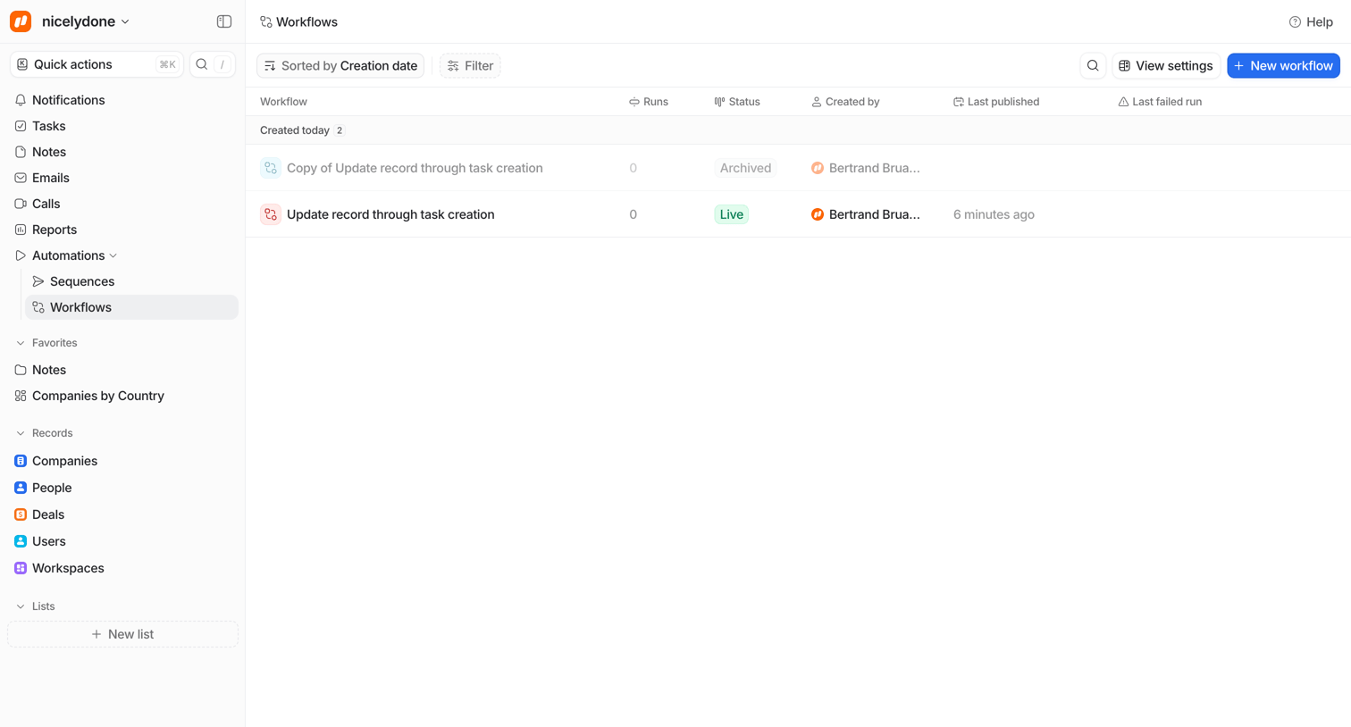 Attio - Workflows - Attio screen