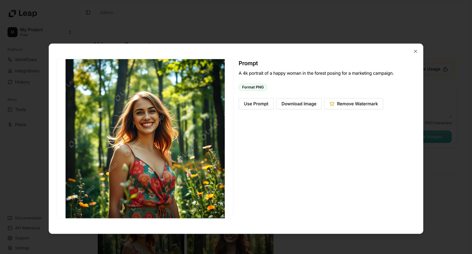 Leap - Free AI Image Generator | Create Stunning Images from Text screen