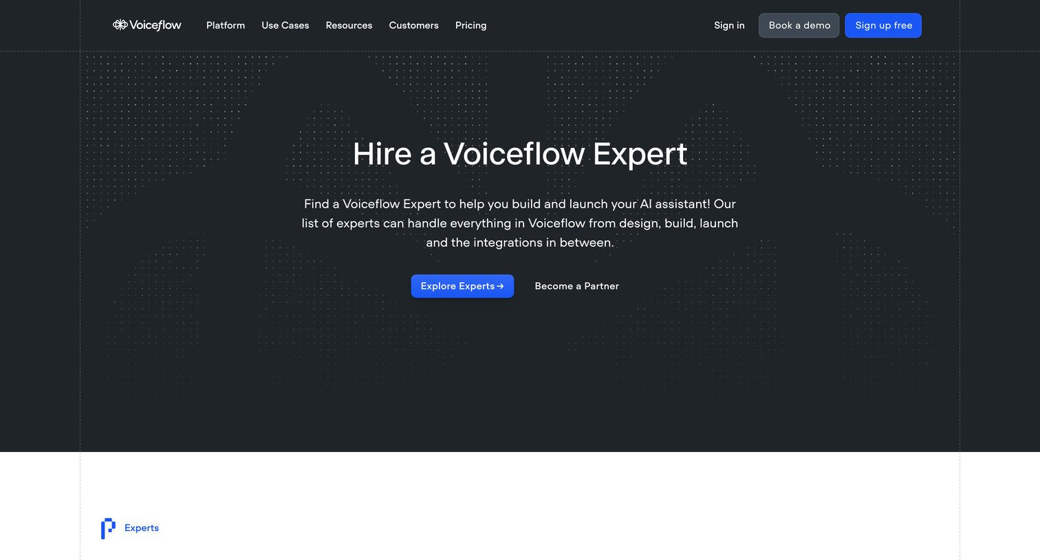 Voiceflow - Find a Voiceflow Expert screen