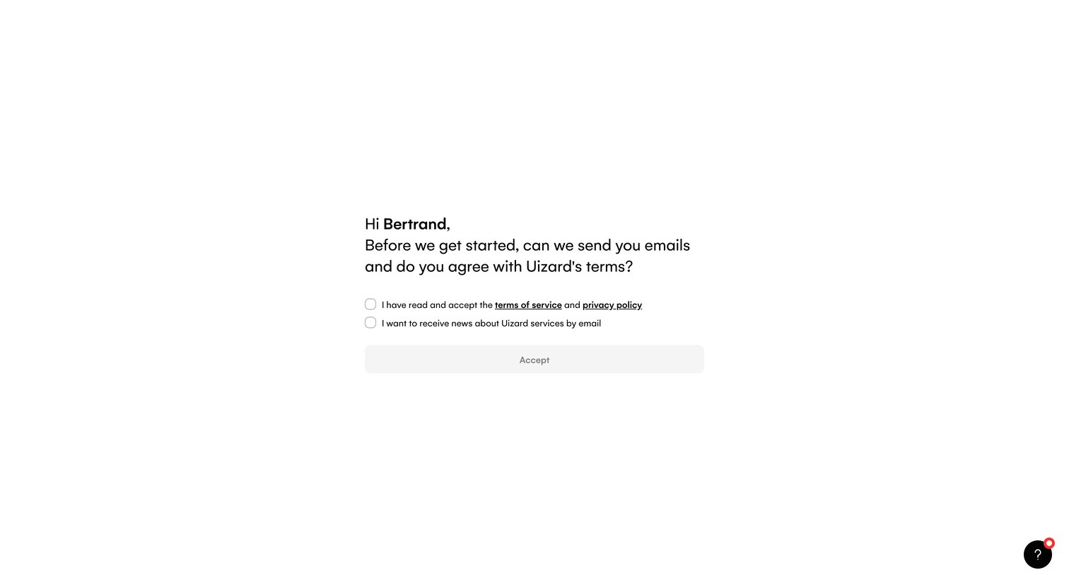 Uizard - Terms – Uizard screen