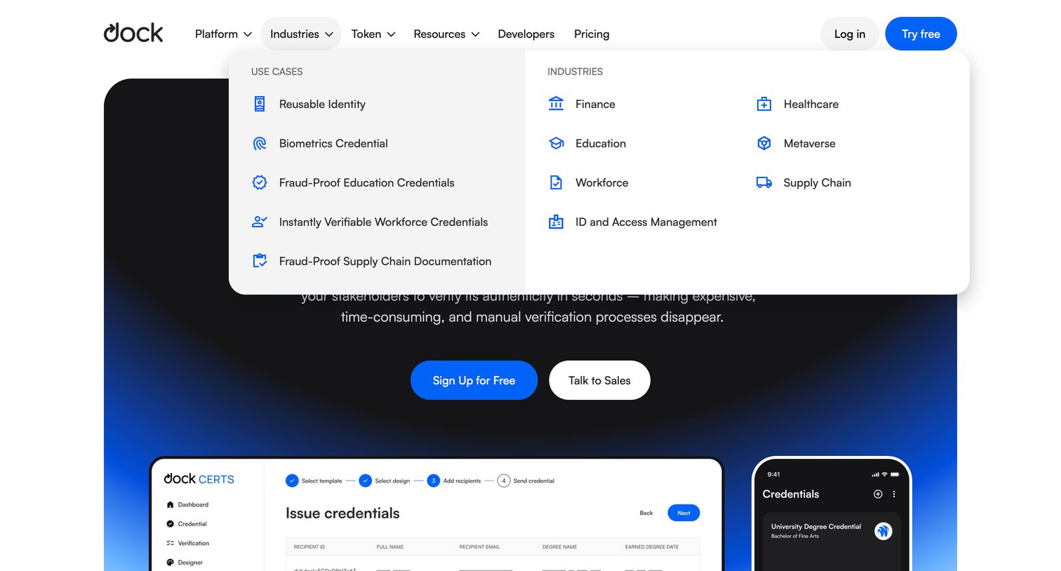 Dock - Dock helps you end data fraud and reduce verification costs screen