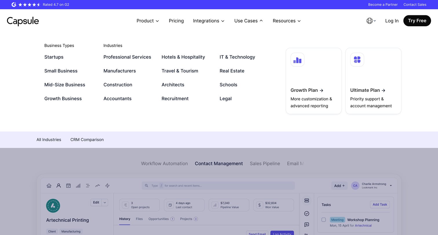 Capsule - CRM Made Simple  Capsule CRM screen