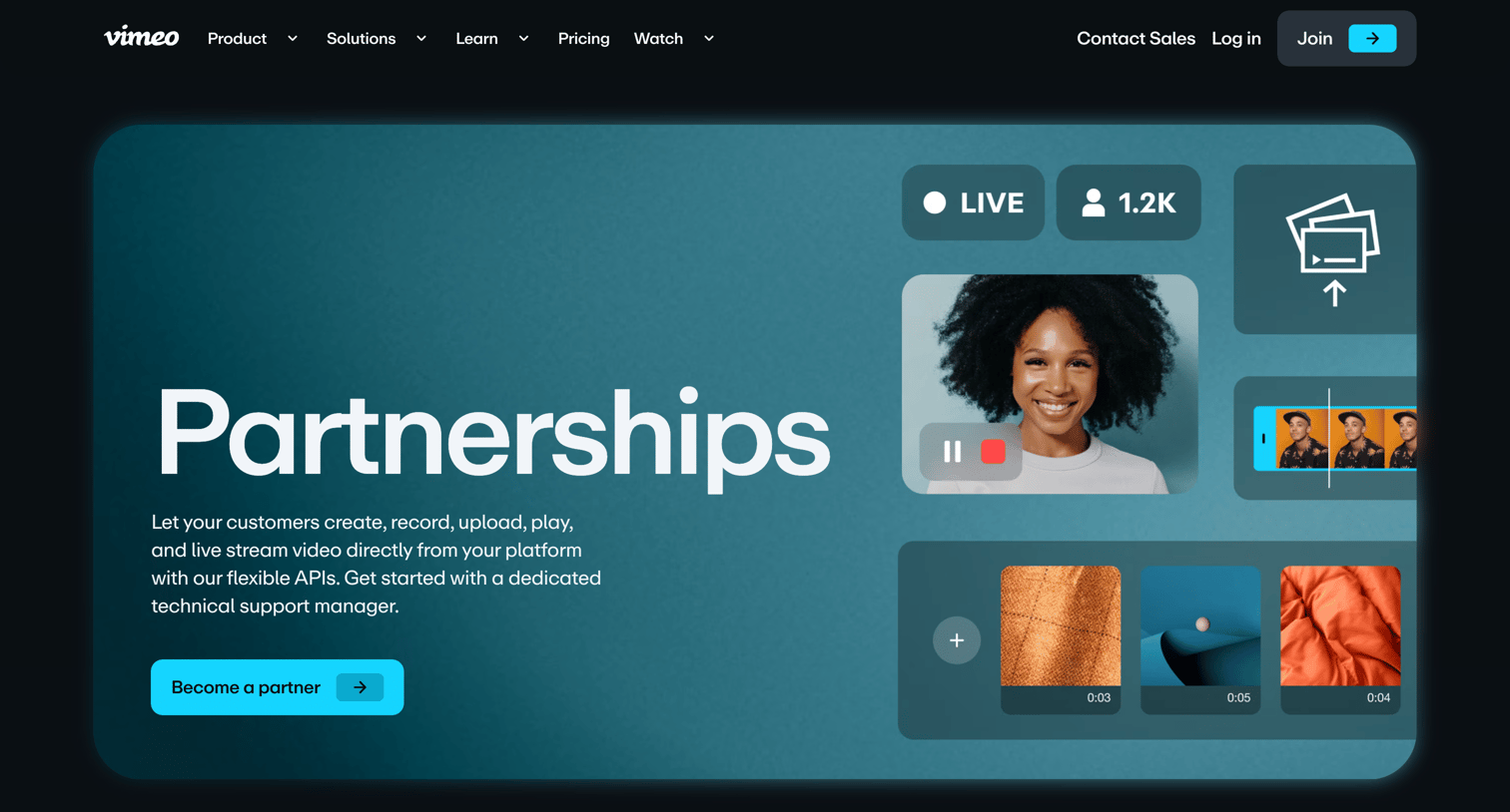 Vimeo - Vimeo Partner Program screen