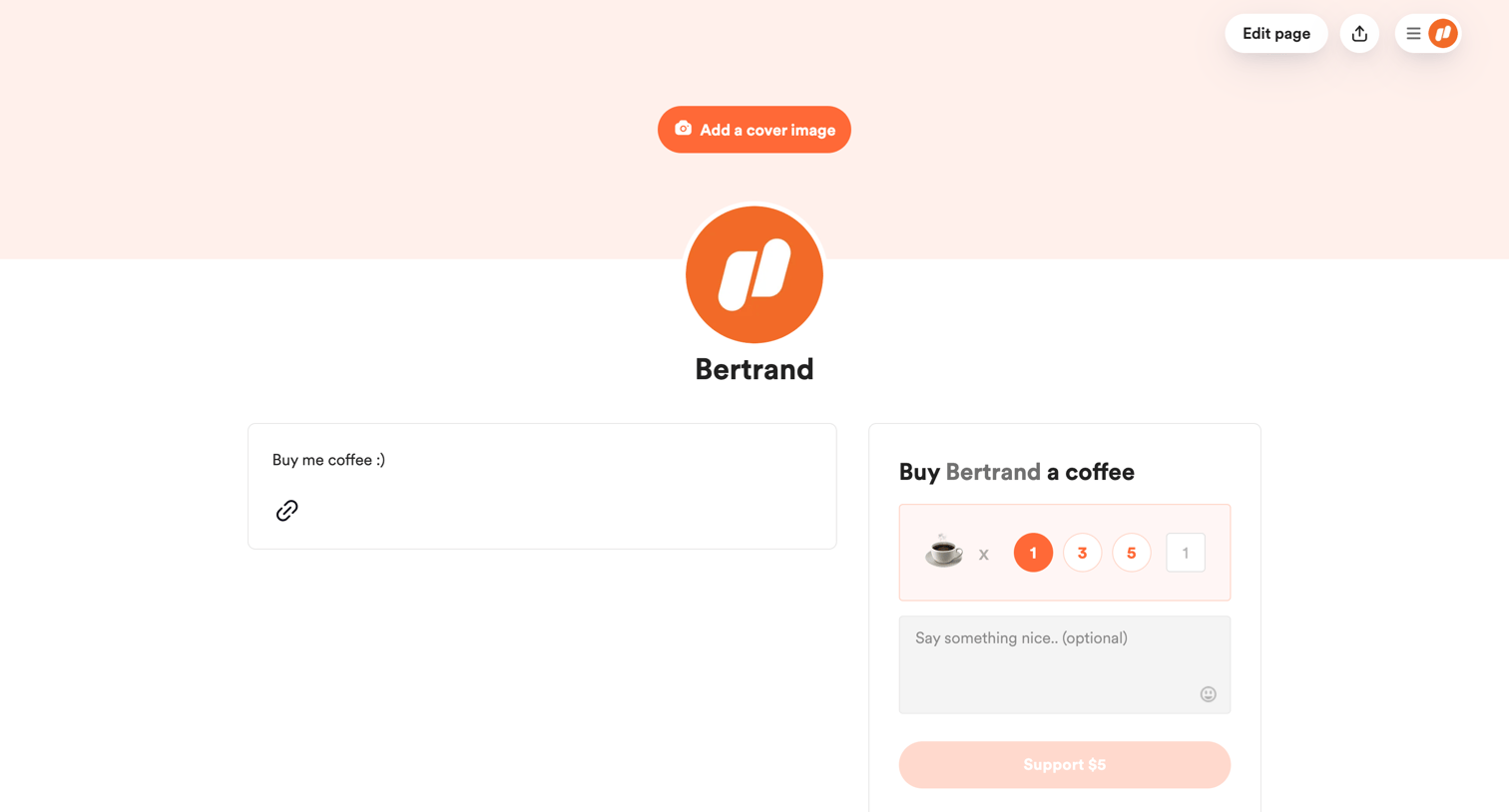 Buy Me a Coffee - Bertrand screen