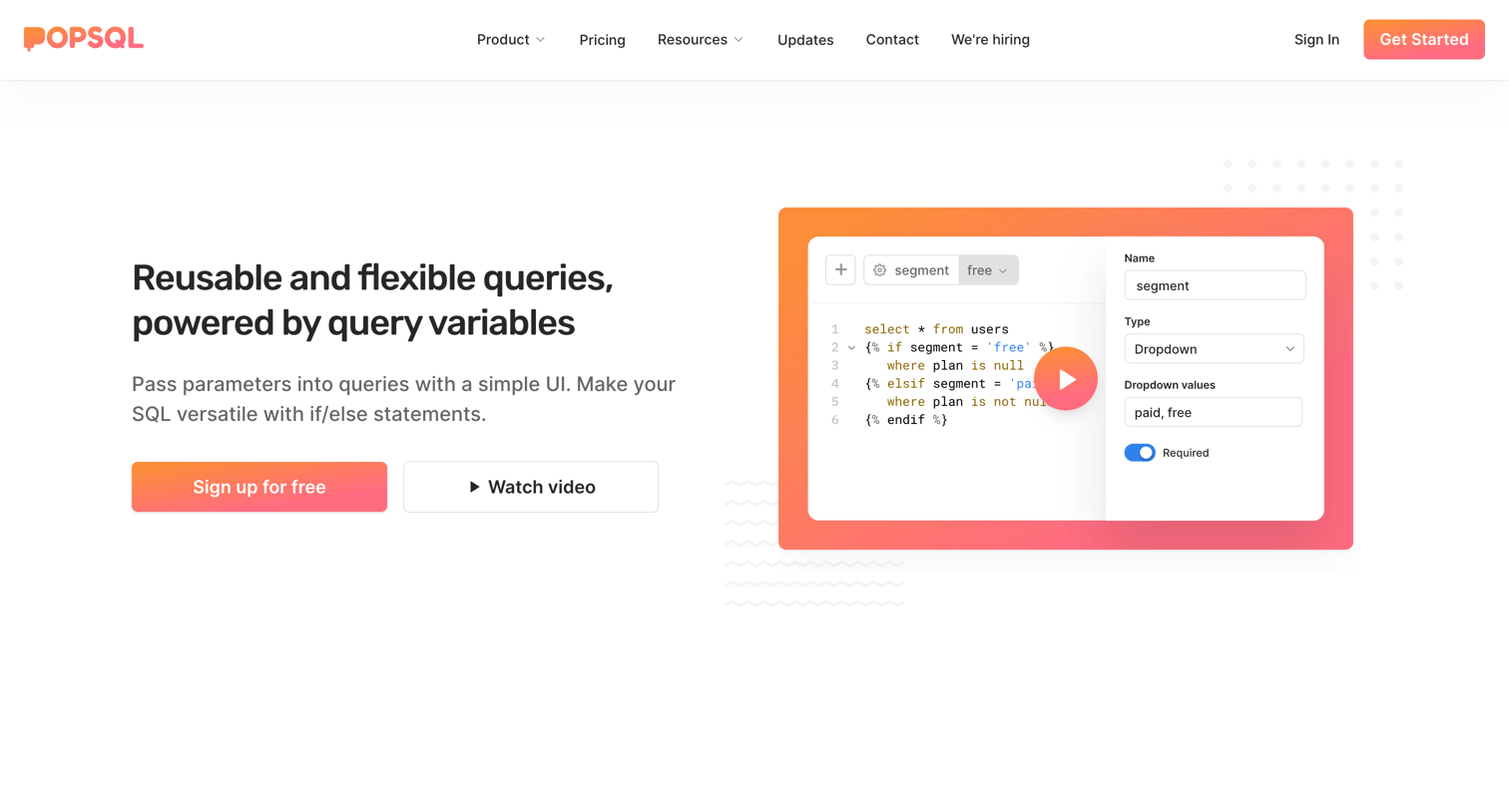 PopSQL - Query Variables | PopSQL screen
