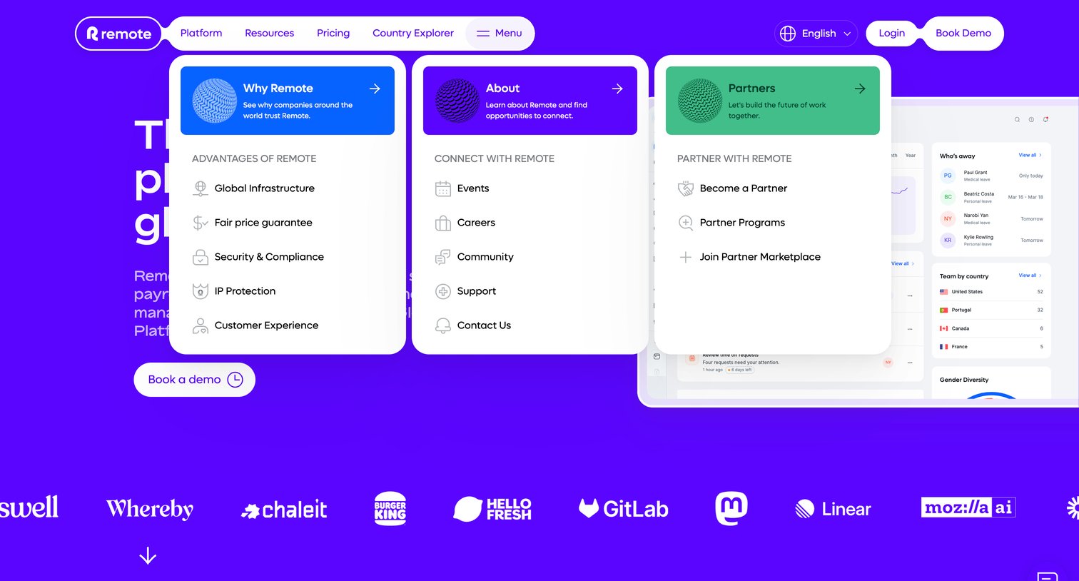 Remote - Global HR Solutions | Employment Tools for Distributed Teams  Remo screen