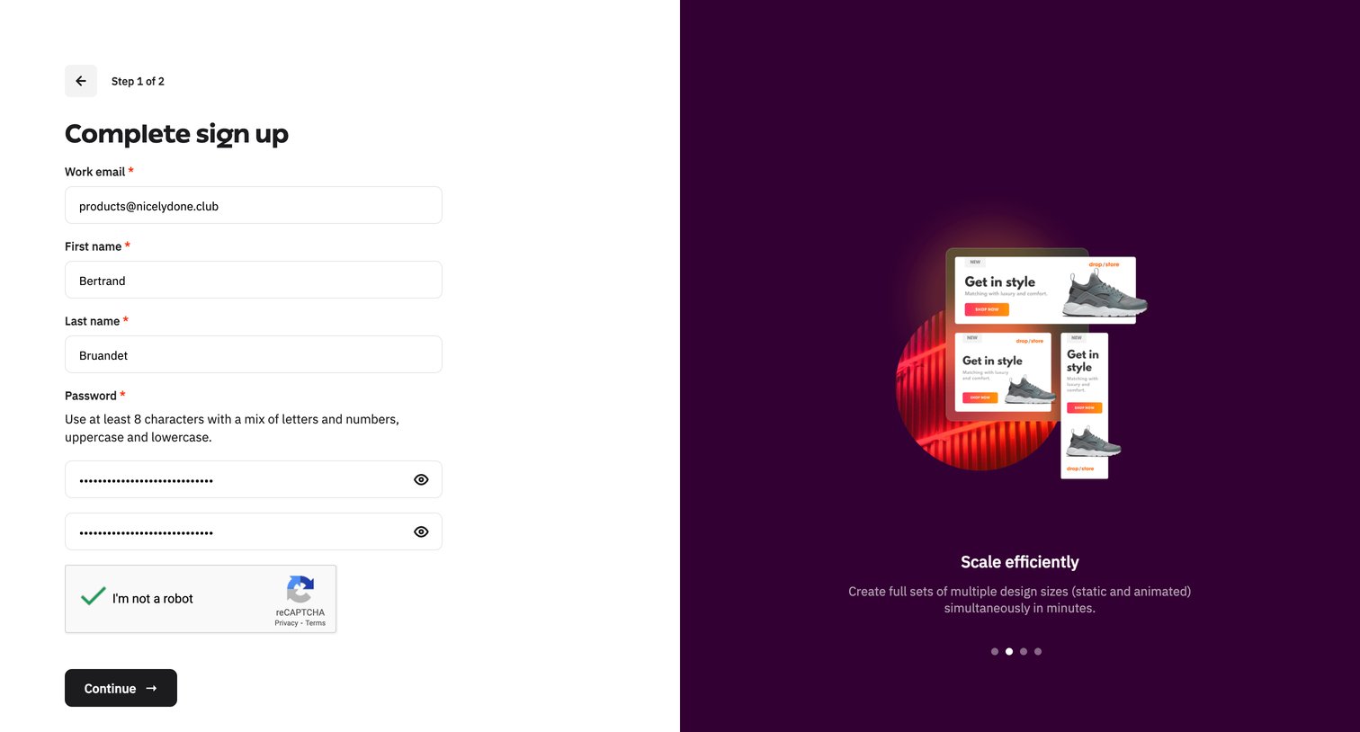 Creatopy - Create account - Creatopy screen
