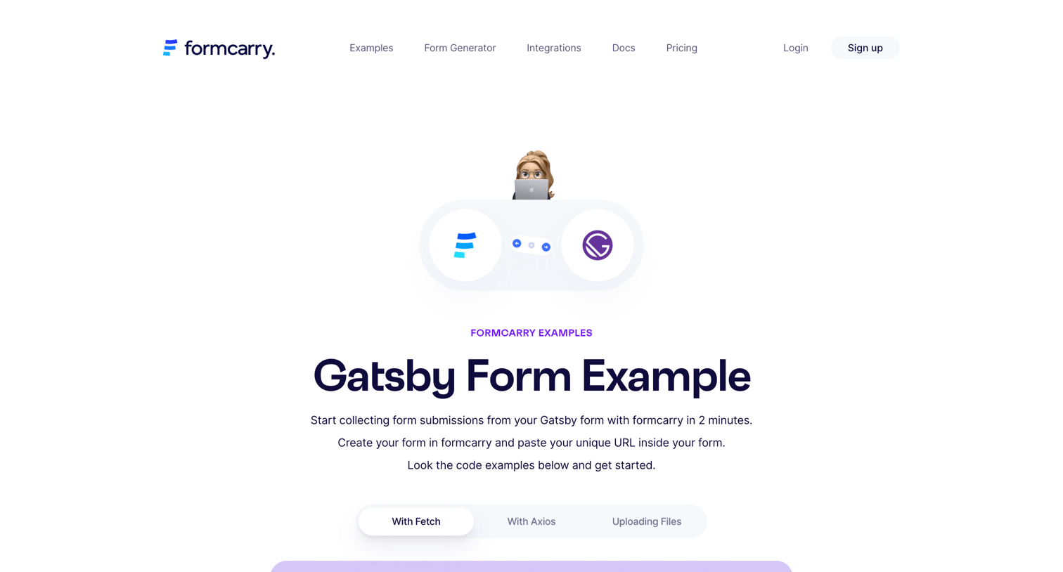 Formcarry - Formcarry | Gatsby Form Example screen