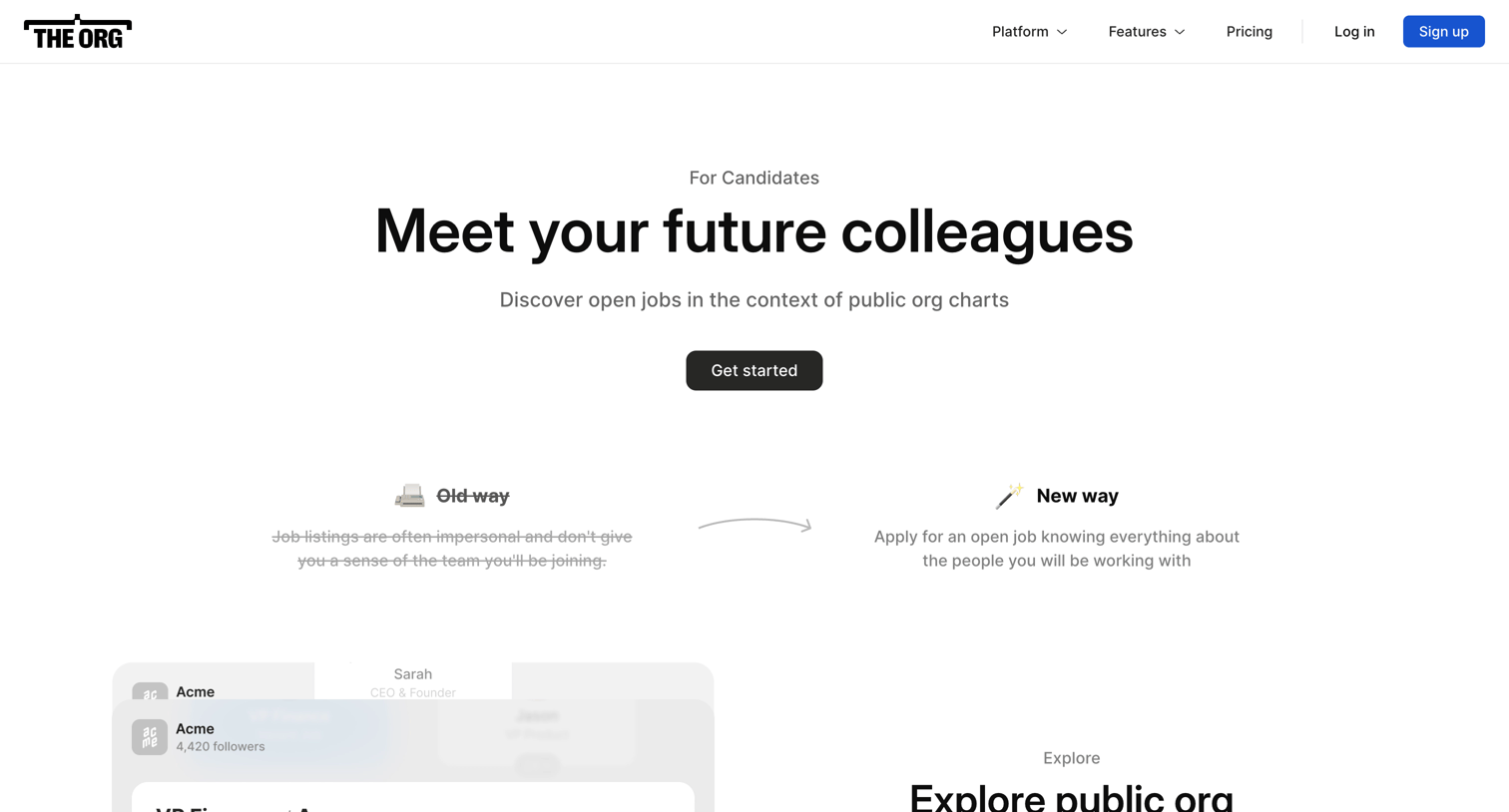 The org - For Candidates  The Org screen