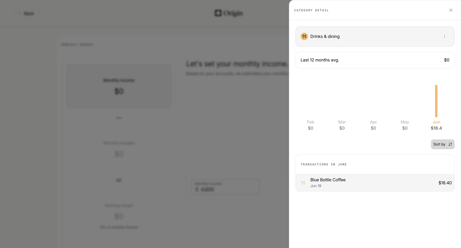 Origin Financial screen