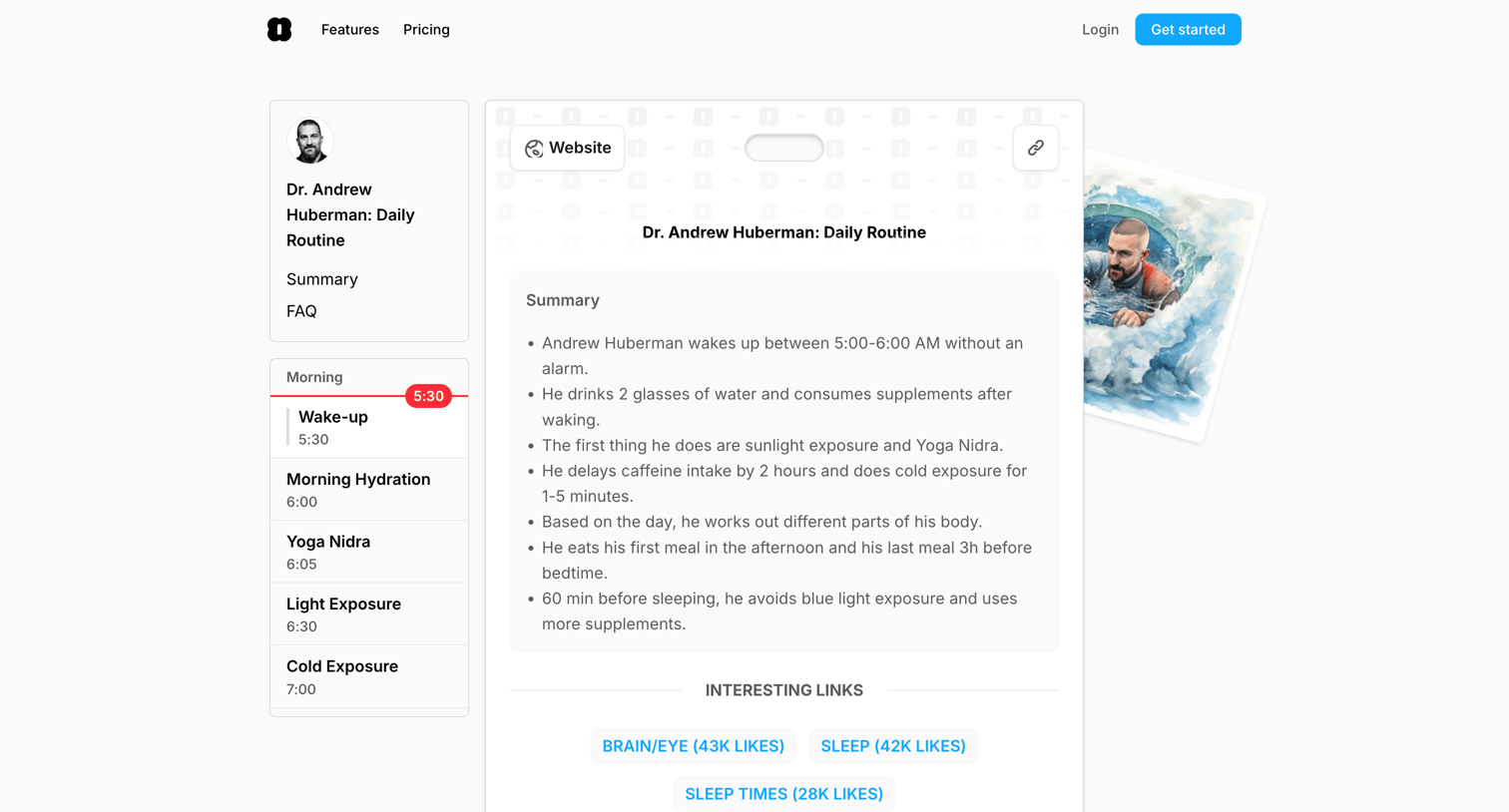 Amie - Dr. Andrew Huberman Daily Routine - Amie - Routines screen