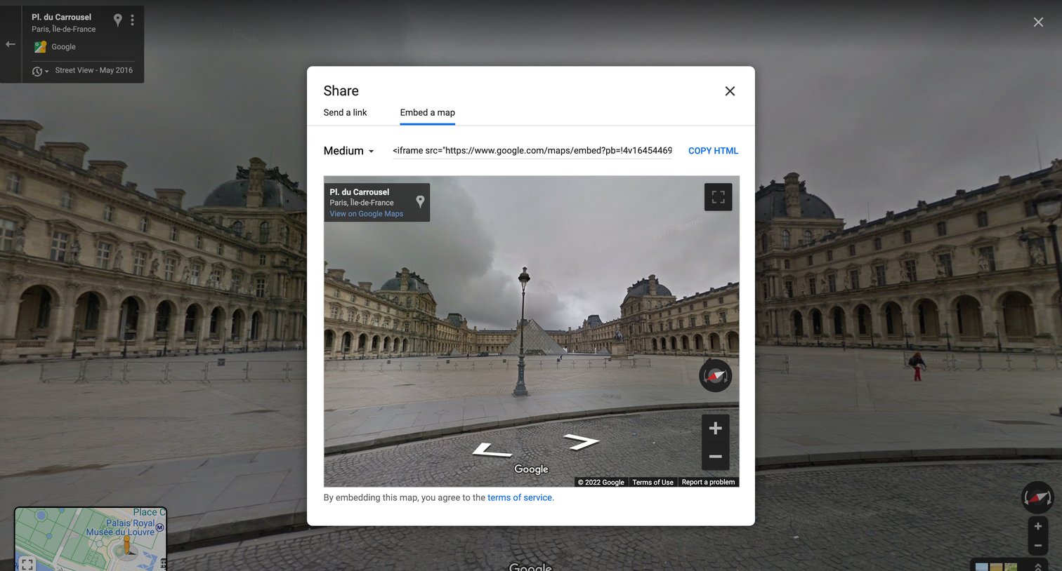 Google maps - Pl. du Carrousel - Google Maps screen