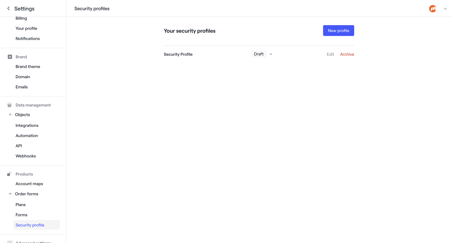 Dock - Security profiles · Dock screen