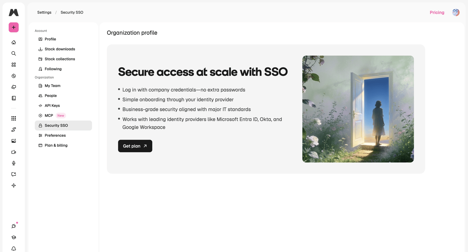 Magnific - SSO | Magnific (formerly Freepik) screen