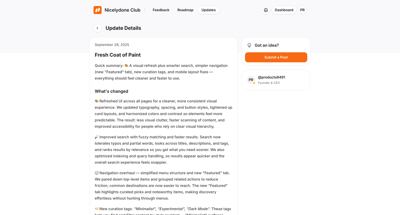 UserJot - Fresh Coat of Paint | Nicelydone Club screen