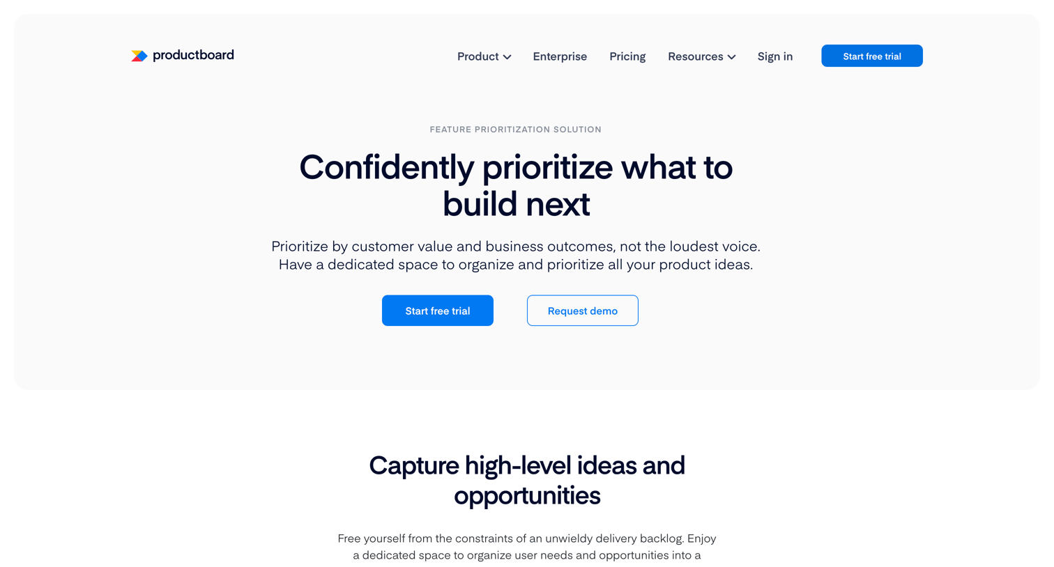 Productboard - Product Feature Prioritization Tools | Productboard screen