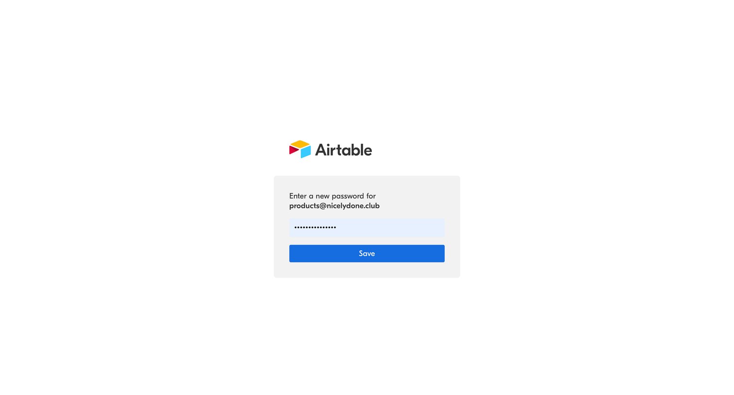 Airtable - Password reset - Airtable screen