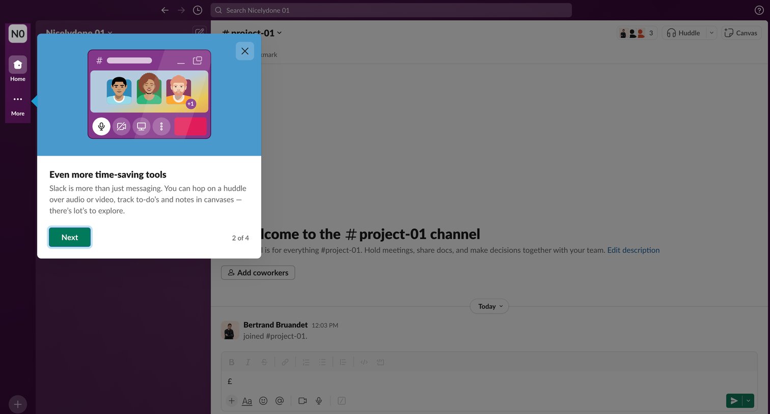 Slack - project-01 Channel - Nicelydone 01 - Slack screen