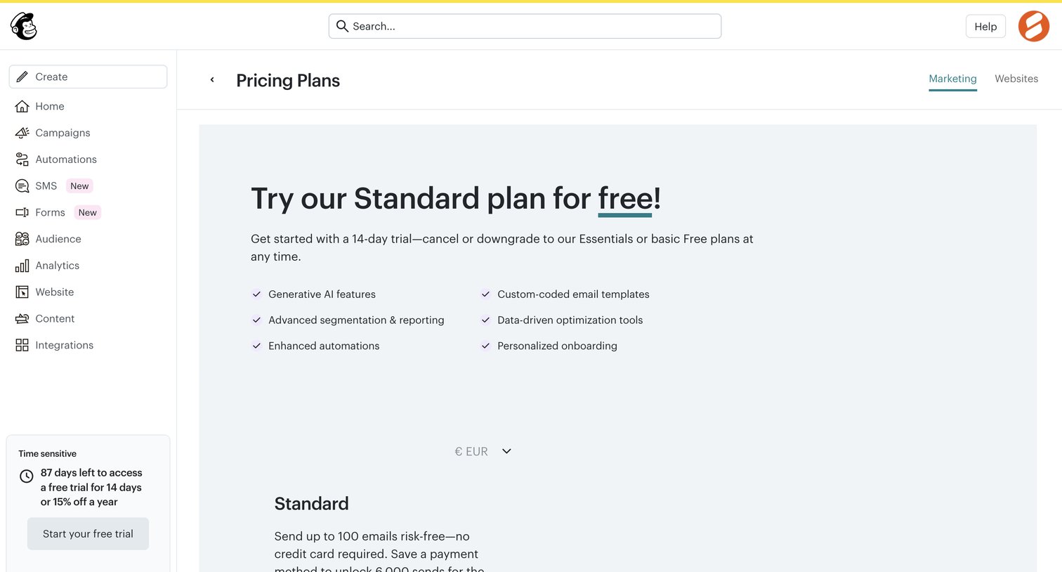 Mailchimp - Products | Mailchimp screen