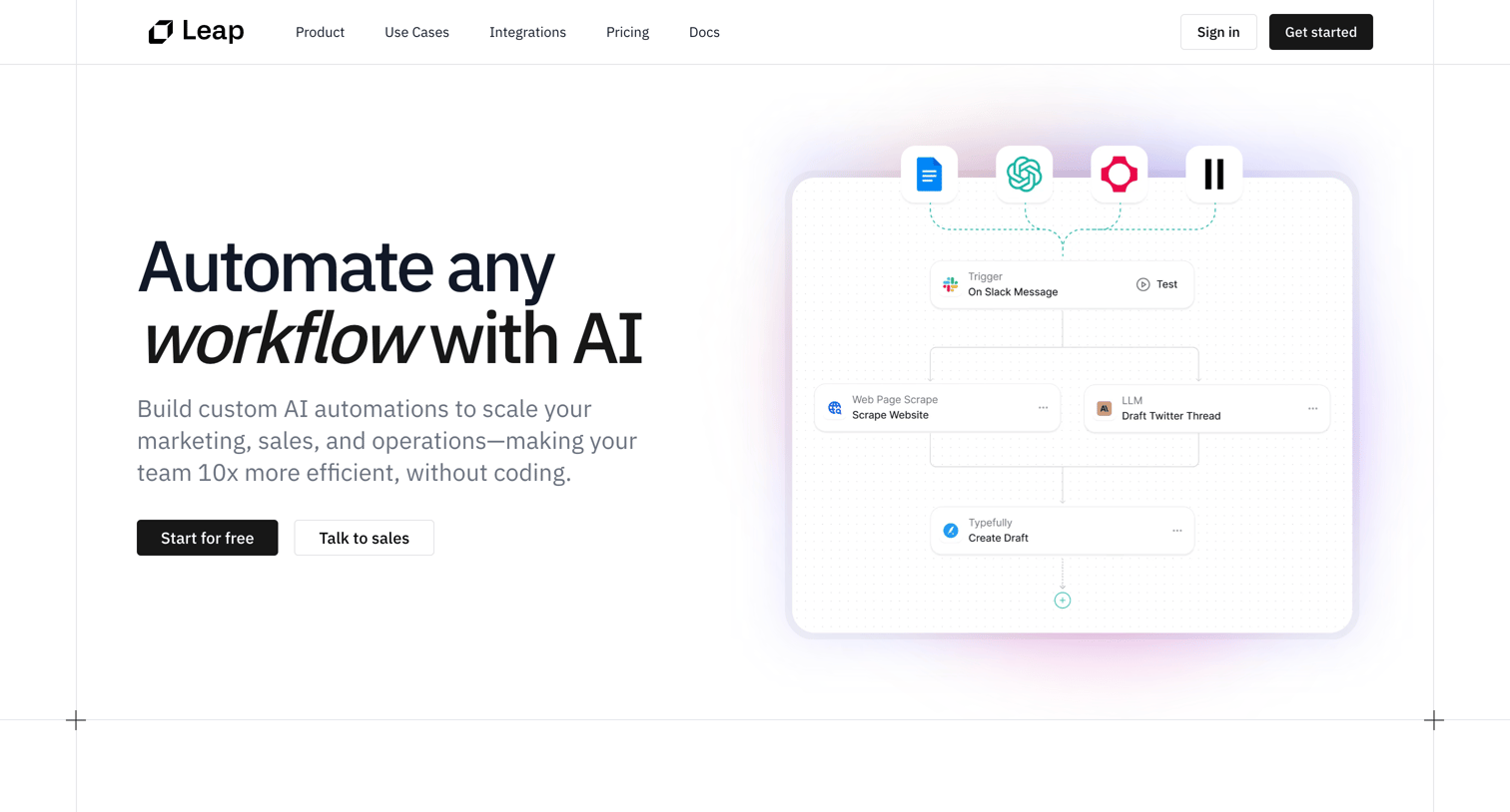 Leap - Leap AI | Automate any workflow with AI screen