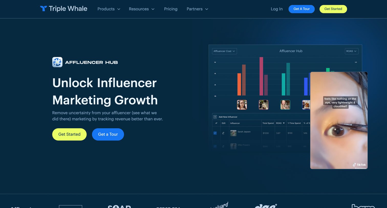 Triple Whale - Affluencer Hub - Track ROI for Influencers | Affiliates screen